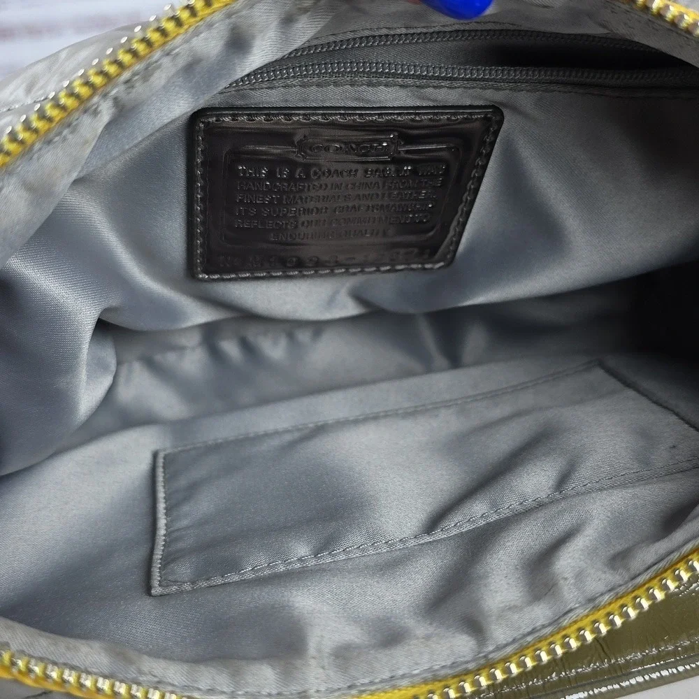 COACH #15871 VINTAGE HAND BAG GRAY‎ YELLOW RARE PURSE GUC - Picture 13 of 14